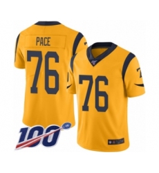 Men's Los Angeles Rams #76 Orlando Pace Limited Gold Rush Vapor Untouchable 100th Season Football Jersey