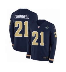 Youth Nike Los Angeles Rams #21 Nolan Cromwell Limited Navy Blue Therma Long Sleeve NFL Jersey