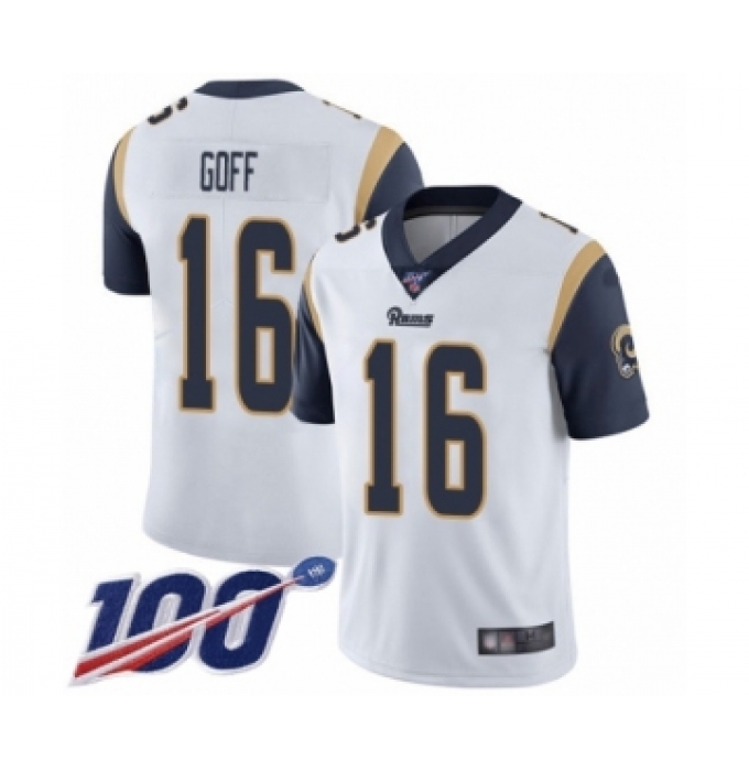 Men's Los Angeles Rams #16 Jared Goff White Vapor Untouchable Limited Player 100th Season Football Jersey