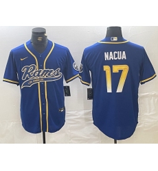 Men's Los Angeles Rams #17 Puka Nacua Royal With Cool Base Stitched Baseball Jersey