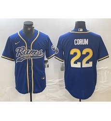 Men's Los Angeles Rams #22 Blake Corum Royal Cool Base Stitched Baseball Jersey