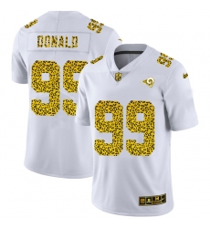 Men's Los Angeles Rams #99 Aaron Donald 2020 White Leopard Print Fashion Limited Football Stitched Jersey