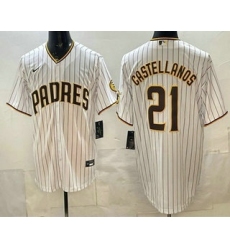 Men's San Diego Padres #21 Nick Castellanos White Cool Base Jersey