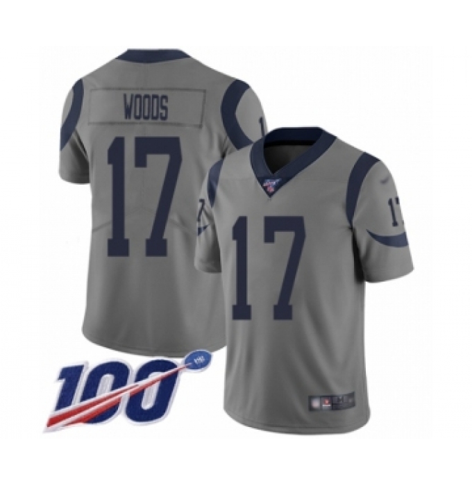 Men's Los Angeles Rams #17 Robert Woods Limited Gray Inverted Legend 100th Season Football Jersey