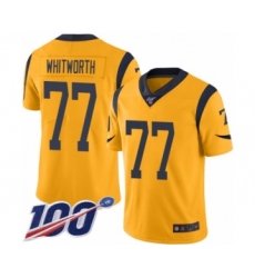Men's Los Angeles Rams #77 Andrew Whitworth Limited Gold Rush Vapor Untouchable 100th Season Football Jersey
