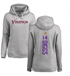 NFL Women's Nike Minnesota Vikings #14 Stefon Diggs Ash Backer Pullover Hoodie