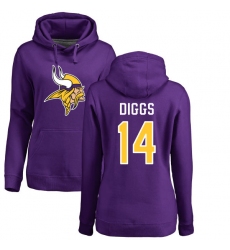 NFL Women's Nike Minnesota Vikings #14 Stefon Diggs Purple Name & Number Logo Pullover Hoodie