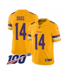 Youth Minnesota Vikings #14 Stefon Diggs Limited Gold Inverted Legend 100th Season Football Jersey