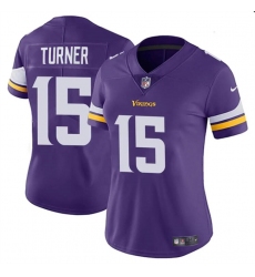 Women's Minnesota Vikings #15 Dallas Turner Purple 2024 Draft Vapor Football Stitched Jersey