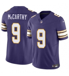 Youth Minnesota Vikings #9 J.J. McCarthy Purple 2024 Draft F.U.S.E. Throwback Vapor Untouchable Limited Football Stitched Jersey