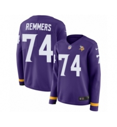 Women's Nike Minnesota Vikings #74 Mike Remmers Limited Purple Therma Long Sleeve NFL Jersey