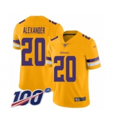 Youth Minnesota Vikings #20 Mackensie Alexander Limited Gold Inverted Legend 100th Season Football Jersey