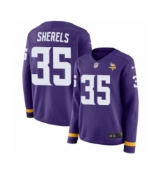 Women's Nike Minnesota Vikings #35 Marcus Sherels Limited Purple Therma Long Sleeve NFL Jersey