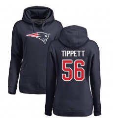 NFL Women's Nike New England Patriots #56 Andre Tippett Navy Blue Name & Number Logo Pullover Hoodie