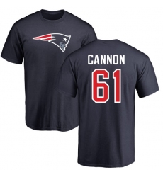 NFL Nike New England Patriots #61 Marcus Cannon Navy Blue Name & Number Logo T-Shirt