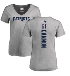 NFL Women's Nike New England Patriots #61 Marcus Cannon Ash Backer V-Neck T-Shirt