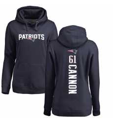 NFL Women's Nike New England Patriots #61 Marcus Cannon Navy Blue Backer Pullover Hoodie