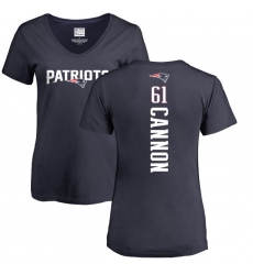 NFL Women's Nike New England Patriots #61 Marcus Cannon Navy Blue Backer T-Shirt