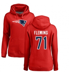 NFL Women's Nike New England Patriots #71 Cameron Fleming Red Name & Number Logo Pullover Hoodie