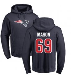 NFL Nike New England Patriots #69 Shaq Mason Navy Blue Name & Number Logo Pullover Hoodie