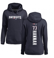 NFL Women's Nike New England Patriots #73 John Hannah Navy Blue Backer Pullover Hoodie