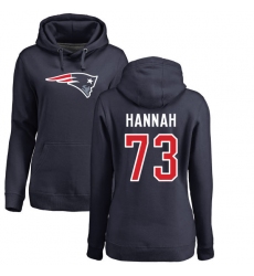 NFL Women's Nike New England Patriots #73 John Hannah Navy Blue Name & Number Logo Pullover Hoodie