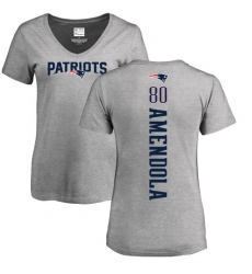 NFL Women's Nike New England Patriots #80 Danny Amendola Ash Backer V-Neck T-Shirt