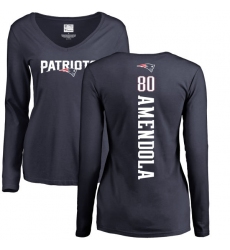 NFL Women's Nike New England Patriots #80 Danny Amendola Navy Blue Backer Slim Fit Long Sleeve T-Shirt