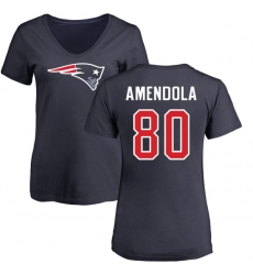 NFL Women's Nike New England Patriots #80 Danny Amendola Navy Blue Name & Number Logo Slim Fit T-Shirt