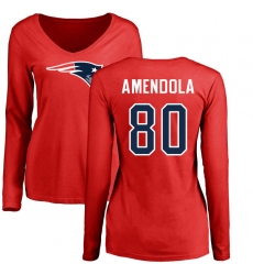 NFL Women's Nike New England Patriots #80 Danny Amendola Red Name & Number Logo Slim Fit Long Sleeve T-Shirt