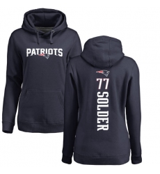 NFL Women's Nike New England Patriots #77 Nate Solder Navy Blue Backer Pullover Hoodie