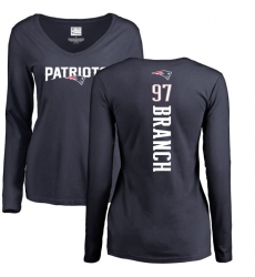 NFL Women's Nike New England Patriots #97 Alan Branch Navy Blue Backer Slim Fit Long Sleeve T-Shirt