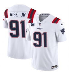 Men's New England Patriots #91 Deatrich Wise Jr White F.U.S.E. With 3-Star C Vapor Limited Stitched Football Jersey