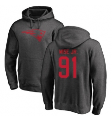 NFL Nike New England Patriots #91 Deatrich Wise Jr Ash One Color Pullover Hoodie