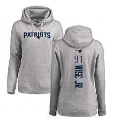 NFL Women's Nike New England Patriots #91 Deatrich Wise Jr Ash Backer Pullover Hoodie