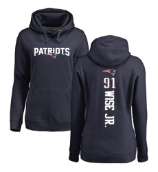 NFL Women's Nike New England Patriots #91 Deatrich Wise Jr Navy Blue Backer Pullover Hoodie