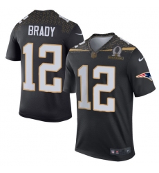 Men's Nike New England Patriots #12 Tom Brady Elite Black Team Irvin 2016 Pro Bowl NFL Jersey