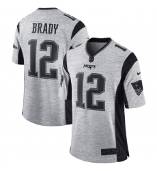 Men's Nike New England Patriots #12 Tom Brady Limited Gray Gridiron II NFL Jersey