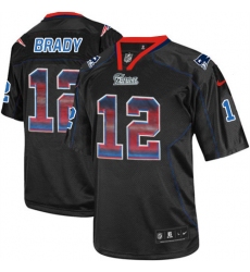 Men's Nike New England Patriots #12 Tom Brady Limited Lights Out Black Strobe NFL Jersey