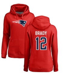 NFL Women's Nike New England Patriots #12 Tom Brady Red Name & Number Logo Pullover Hoodie