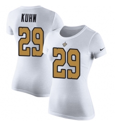 Women's Nike New Orleans Saints #29 John Kuhn White Rush Pride Name & Number T-Shirt