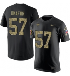 Nike New Orleans Saints #57 Alex Okafor Black Camo Salute to Service T-Shirt