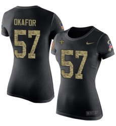Women's Nike New Orleans Saints #57 Alex Okafor Black Camo Salute to Service T-Shirt