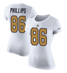 Women's Nike New Orleans Saints #86 John Phillips White Rush Pride Name & Number T-Shirt