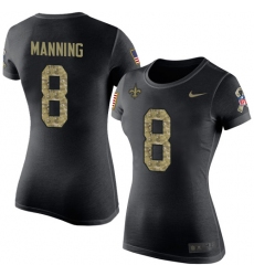 Women's Nike New Orleans Saints #8 Archie Manning Black Camo Salute to Service T-Shirt