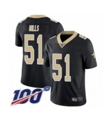 Men's New Orleans Saints #51 Sam Mills Black Team Color Vapor Untouchable Limited Player 100th Season Football Jersey