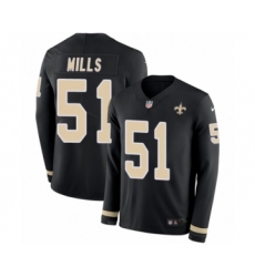 Youth Nike New Orleans Saints #51 Sam Mills Limited Black Therma Long Sleeve NFL Jersey