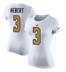 Women's Nike New Orleans Saints #3 Bobby Hebert White Rush Pride Name & Number T-Shirt