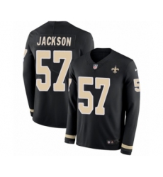 Men's Nike New Orleans Saints #57 Rickey Jackson Limited Black Therma Long Sleeve NFL Jersey