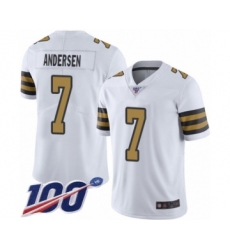 Men's New Orleans Saints #7 Morten Andersen Limited White Rush Vapor Untouchable 100th Season Football Jersey
